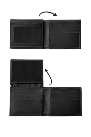 Black Patterned Wallet with Coin Compartment and Gift Box