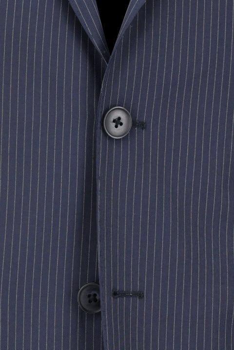 Medium Navy 7 Drop Slim Fit Striped Suit