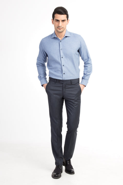 Petrol 7 Drop Slim Fit Narrow Cut Plaid Fabric Trousers
