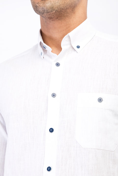 White Long Sleeve Regular Fit Sports Shirt