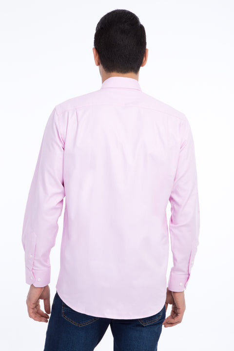 Pembe Uzun Kol Regular Fit Oxford Pamuk Gömlek