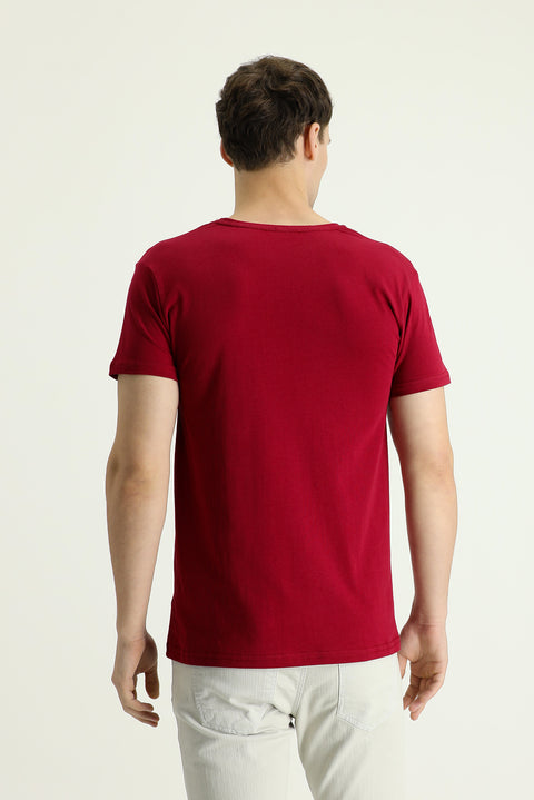 Burgundy V-Neck Regular Fit Supima Cotton T-Shirt