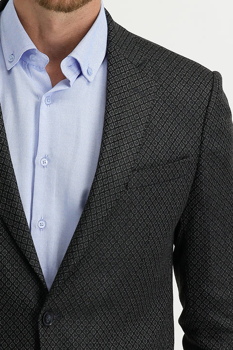 Füme Gri 7 Drop Slim Fit Dar Kesim Kuşgözü Ceket