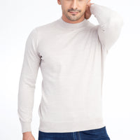 Beige Half Turtleneck Wool Knit Sweater