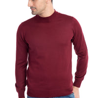 Burgundy Half Turtleneck Wool Knit Sweater