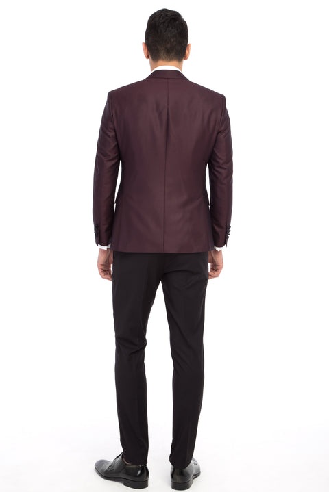 Burgundy 7 Drop Slim Fit Tuxedo & Groom Suit