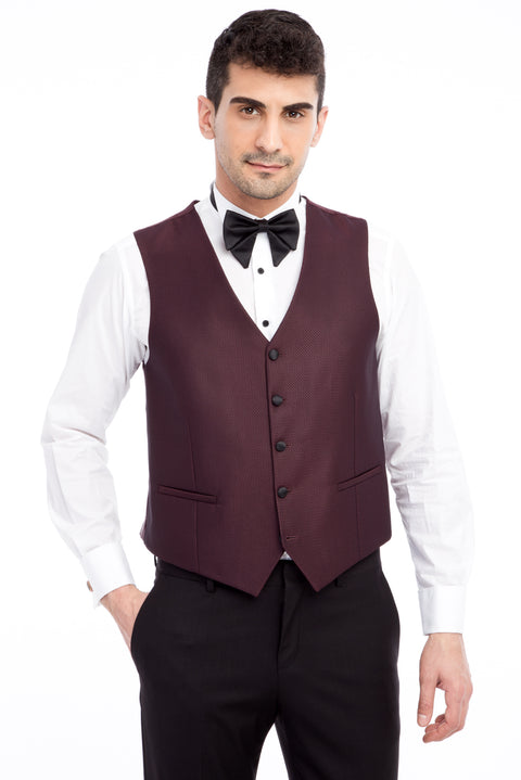 Burgundy 7 Drop Slim Fit Tuxedo & Groom Suit
