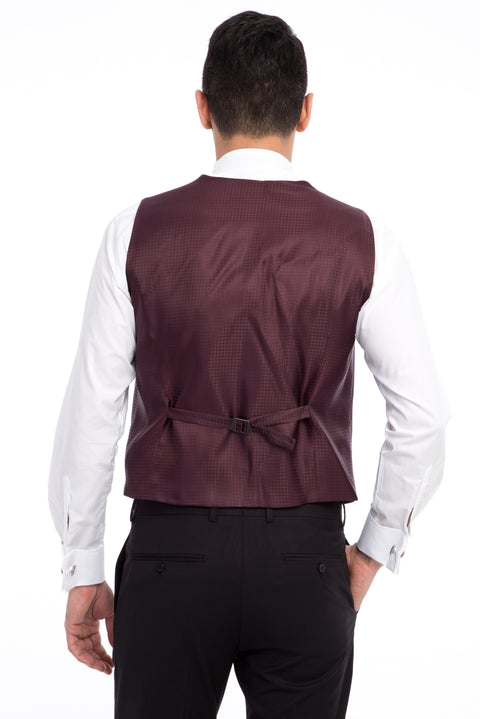 Burgundy 7 Drop Slim Fit Tuxedo & Groom Suit
