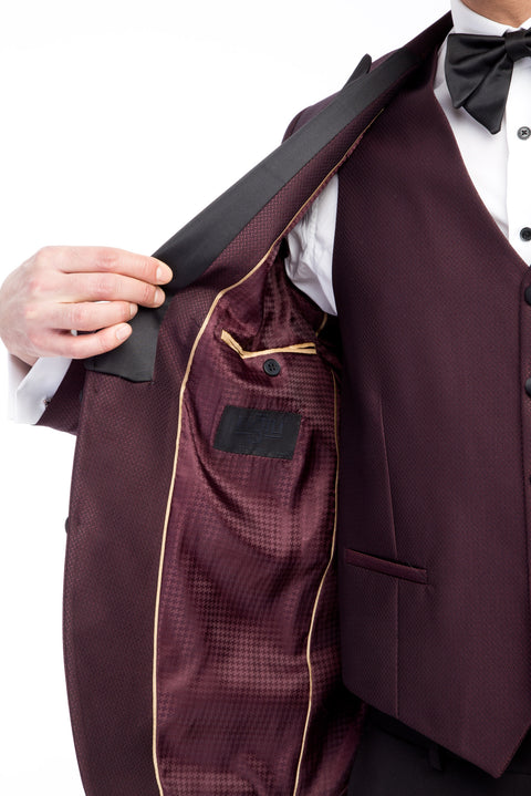 Burgundy 7 Drop Slim Fit Tuxedo & Groom Suit