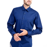 Navy Blue Long Sleeve Non-Iron Satin Classic Shirt