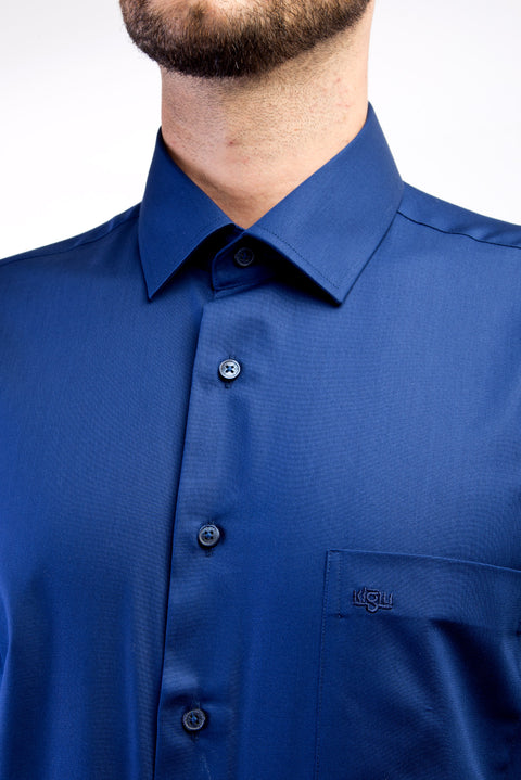 Navy Blue Long Sleeve Non-Iron Satin Classic Shirt