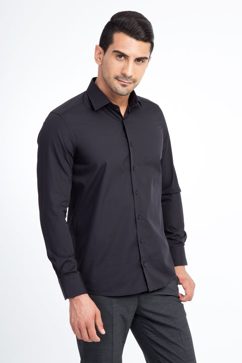 Black Long Sleeve Slim Fit Narrow Cut Shirt