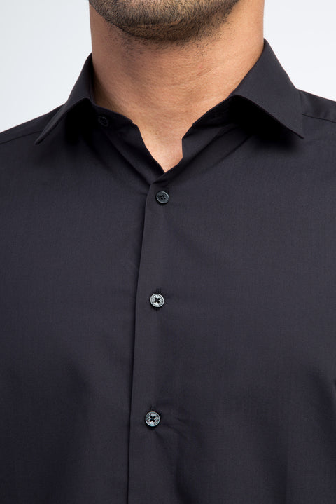 Black Long Sleeve Slim Fit Narrow Cut Shirt