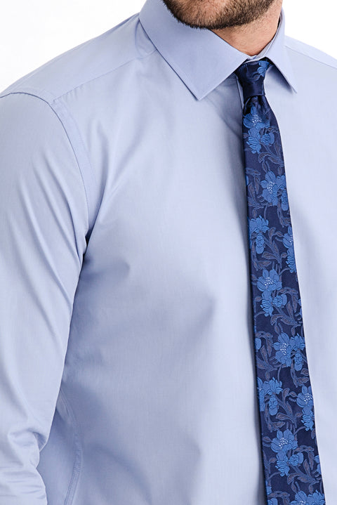Blue Long Sleeve Slim Fit Narrow Cut Shirt
