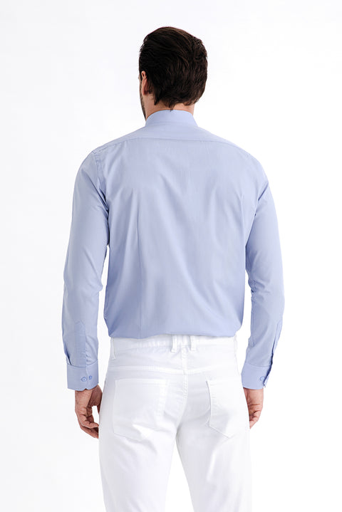Blue Long Sleeve Slim Fit Narrow Cut Shirt