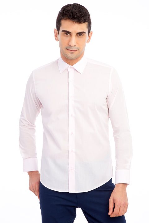 Pink Long Sleeve Slim Fit Narrow Cut Shirt
