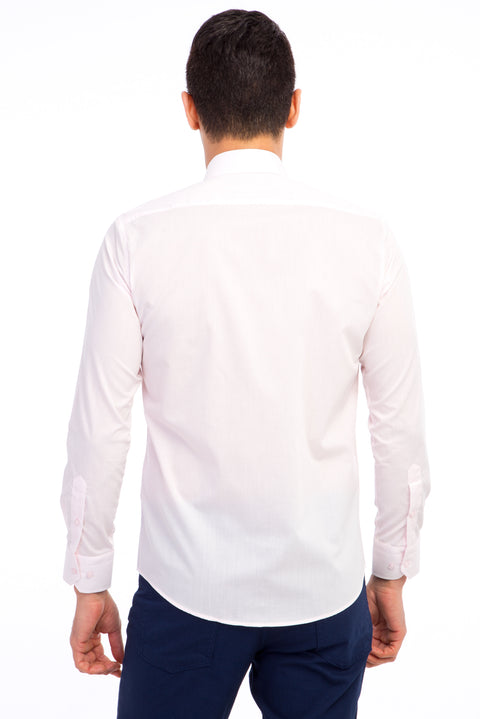 Pink Long Sleeve Slim Fit Narrow Cut Shirt
