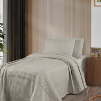 Off-White Single Cotton Bedspread Set / Seasonal Quilt Set - Includes 1 Pillowcase (160*220 cm)