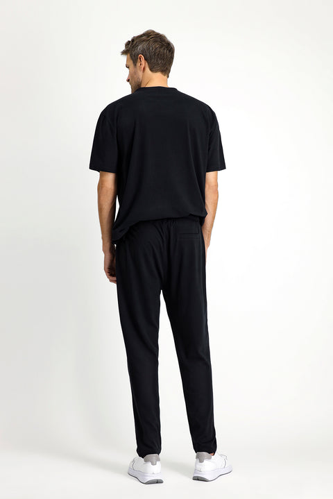 Black Short Sleeve Crew Neck 3-Piece Pajama Set with Shorts