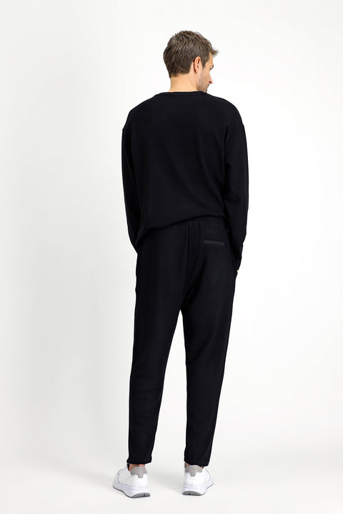 Black Long Sleeve Crew Neck 3-Piece Pajama Set with Shorts