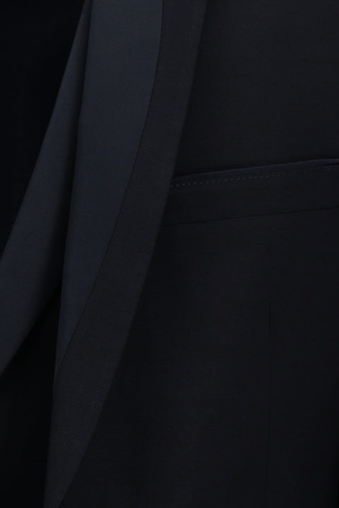 Dark Navy 7 Drop Slim Fit Narrow Cut Mono Collar Vest Tuxedo & Groom Suit