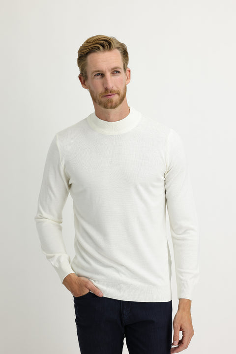Off-white Semi-Turtleneck Regular Fit Knitted Sweater