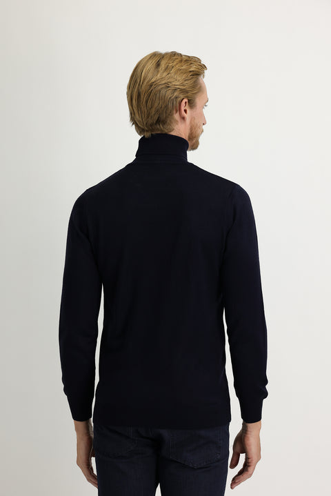Medium Navy Turtleneck Regular Fit Knitted Sweater