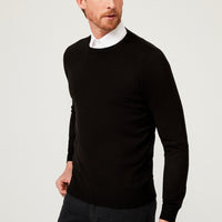 Black Crew Neck Regular Fit Knitted Sweater