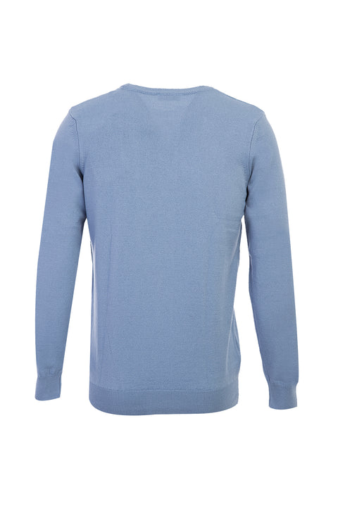 Sky Blue Crew Neck Regular Fit Knitted Sweater