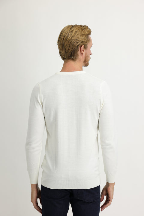 Off-white crew neck regular fit knitted sweater