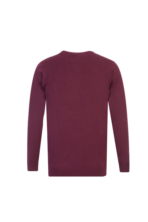 Dark Burgundy Crew Neck Regular Fit Knitted Sweater