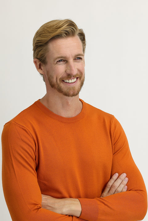 Tile-Colored Crew Neck Regular Fit Knitted Sweater