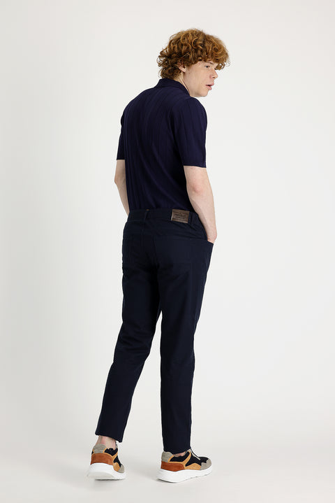 Dark Navy Blue Slim Fit Stretch Canvas / Chino Trousers