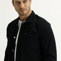 Black Slim Fit Shacket Shirt/Jacket