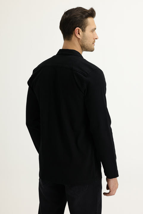 Black Slim Fit Shacket Shirt/Jacket