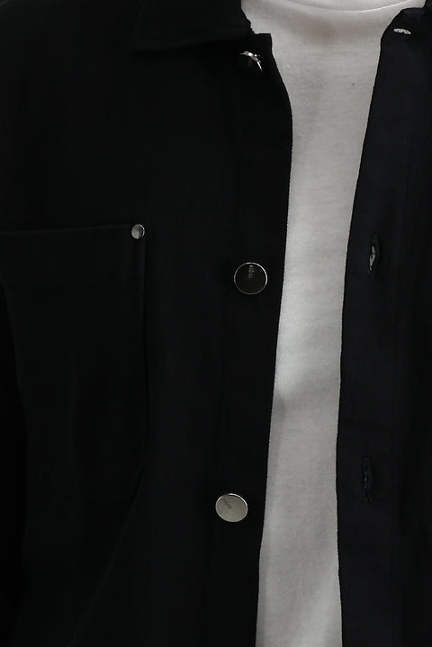 Black Slim Fit Shacket Shirt/Jacket