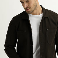 Dark Brown Slim Fit Shacket Shirt/Jacket