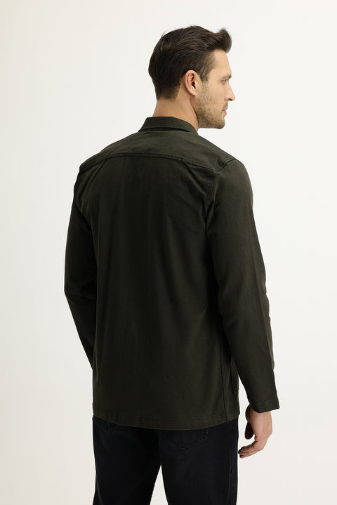 Military Khaki Slim Fit Shacket Shirt/Jacket