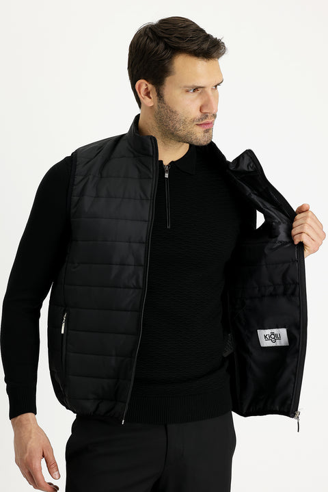 Black Quilted Sports Vest