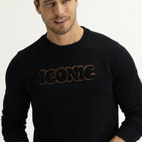 Black Crew Neck Slim Fit Sweatshirt