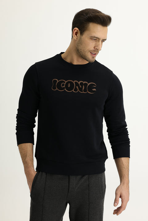 Black Crew Neck Slim Fit Sweatshirt