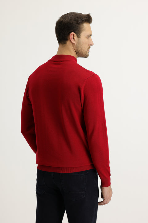 Flag Red Half Turtleneck Regular Fit Knit Sweater