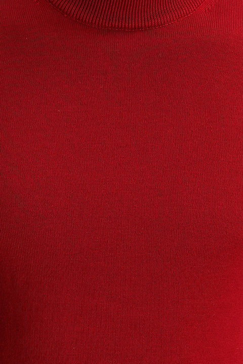 Flag Red Half Turtleneck Regular Fit Knit Sweater