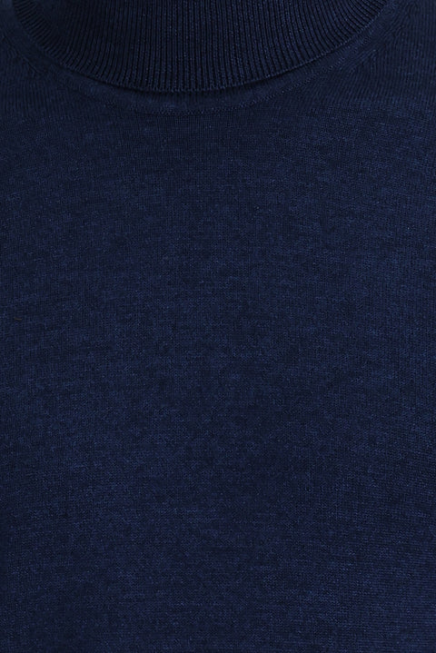 Medium Petrol Turtleneck Regular Fit Knit Sweater