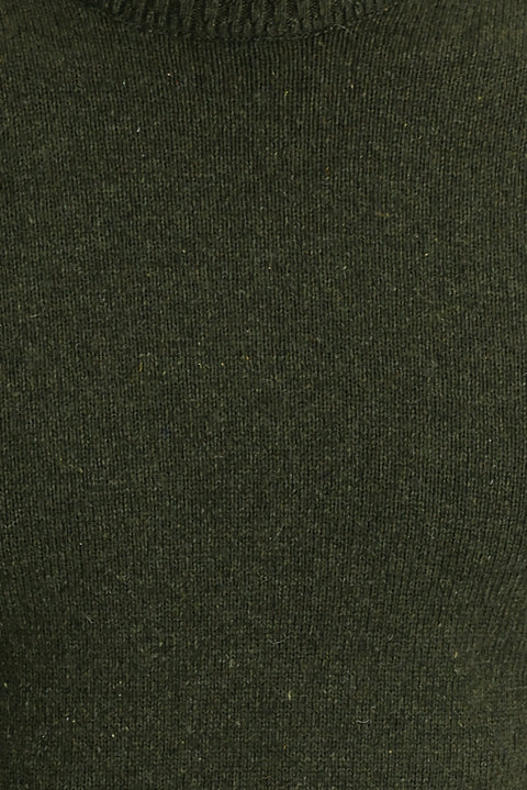 Medium Khaki Crew Neck Slim Fit Narrow Cut Wool Knit Sweater