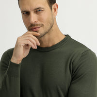Light Khaki Crew Neck Regular Fit Knitted Sweater