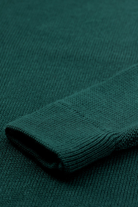 Koyu Yeşil Bisiklet Yaka Super Slim Fit Ekstra Dar Kesim Çelik Örgü Triko Kazak