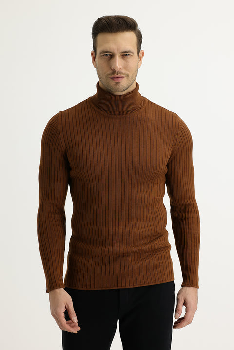Cinnamon Turtleneck Slim Fit Narrow Cut Knit Sweater