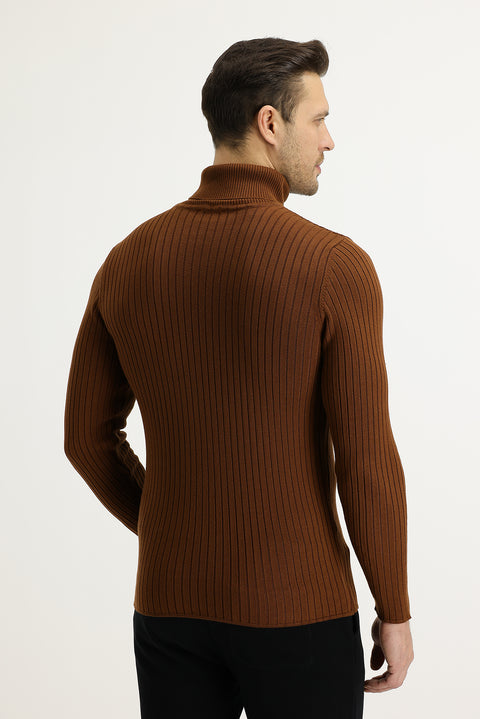 Cinnamon Turtleneck Slim Fit Narrow Cut Knit Sweater