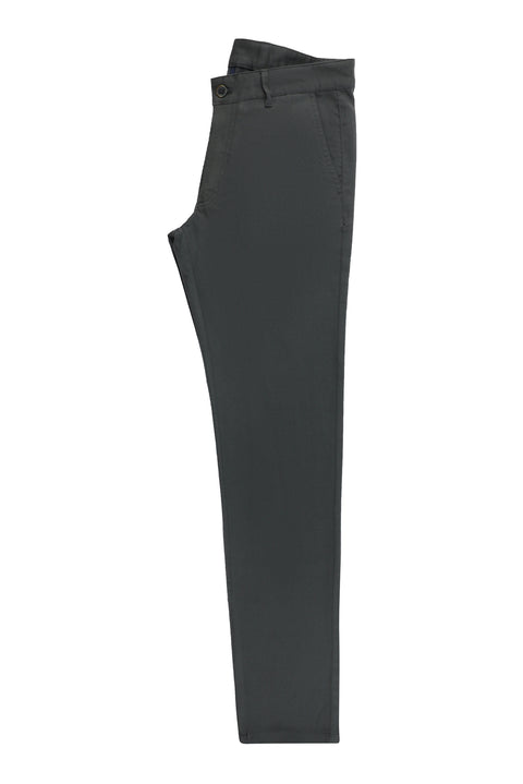 Orta Füme Slim Fit Dar Kesim Likralı Kanvas / Chino Pantolon